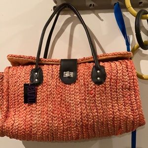 Murval orange straw tote